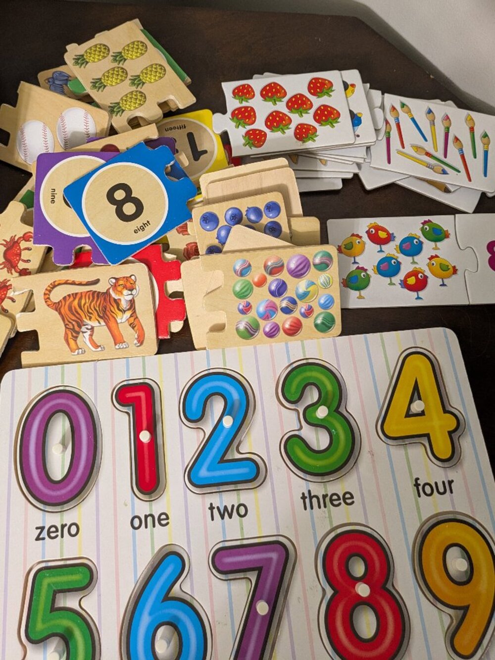 Three Preschool Number Counting Wooden Matching Puzzle Sets Melissa & Doug